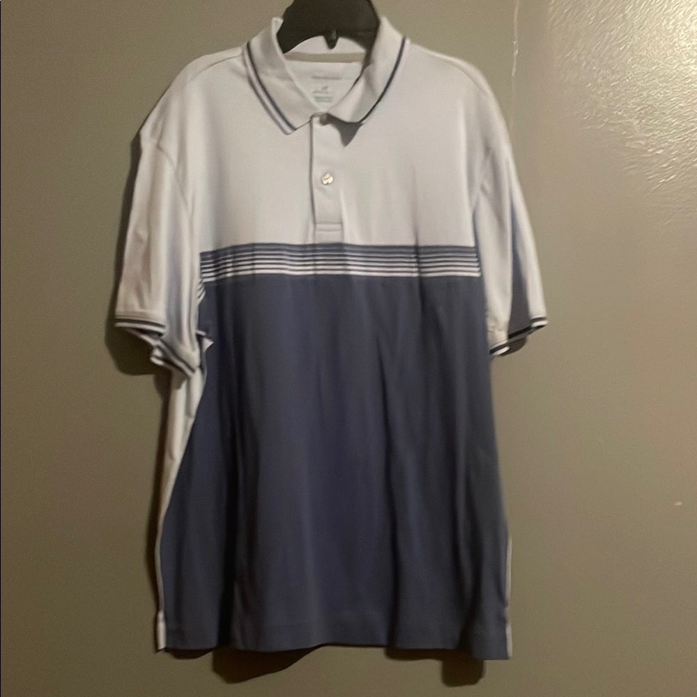 Van Heusen Navy and White Striped Polo Shirt
